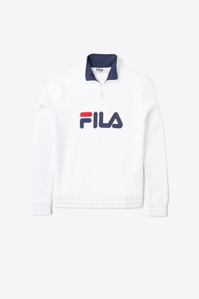 Fila Naisten Collegepaita Greer 1/4 Zip Valkoinen - WLMY-49287